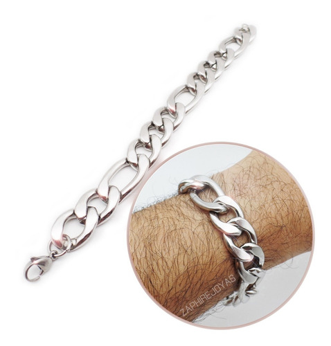 Hermosa Pulsera Hombre Acero 316l Quirurgico Figaro 16mm 