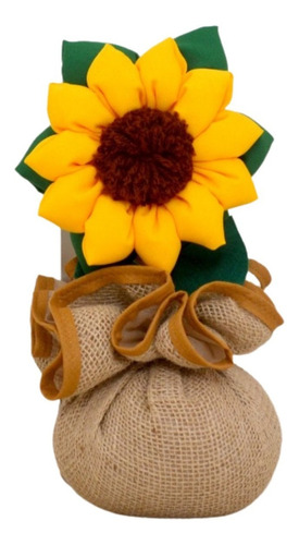 Peso De Porta Girassol Com 1 Un Acabamento Tecido De Juta Cor Bege E Amarelo,verde, Forma Flor
