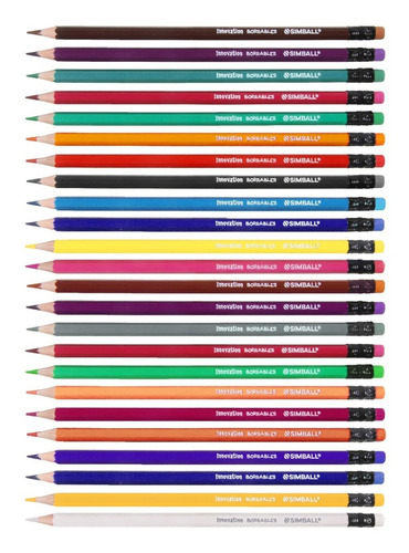 Imagen 2 de 6 de Lápices De Colores Borrables Largos X 24 Colores Simball
