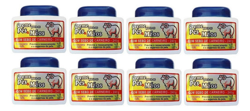 Kit Com 8 Creme Para Pés E Mãos Sebo De Carneiro Sanjully