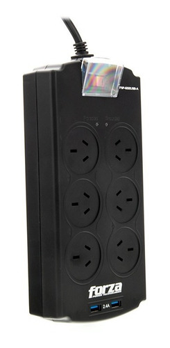 Zapatilla Enchufe Protector Tensión Forza 6 Tomas + USB Color Negro