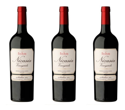 Pack 3 Vinos Nicasia Vineyards Red Blend Malbec X750cc