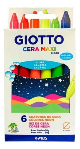 Crayones De Cera Giotto Maxi Neon X 6 Fluo