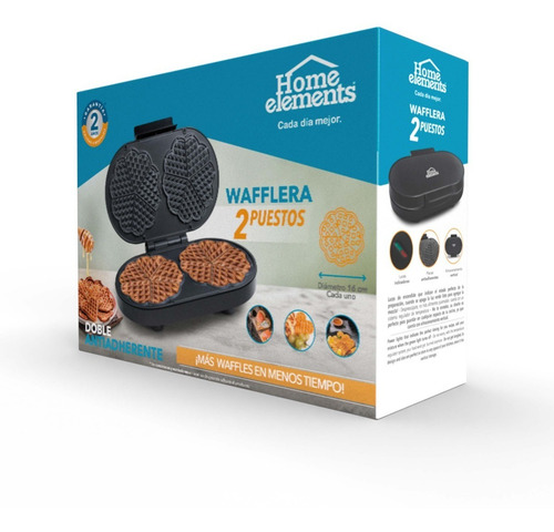 Imagen 4 de 5 de Wafflera Eléctrica 2 Puestos Home Elements