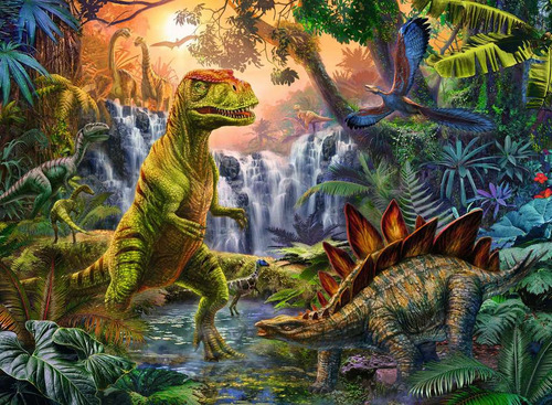 Rompecabezas Ravensburger Oasis De Dinosaurios 100 Pz Xxl