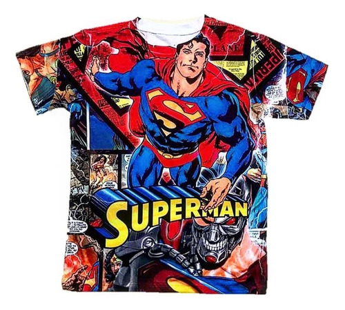 Camiseta Niño Estilo Comic Historieta De Super-man Superman