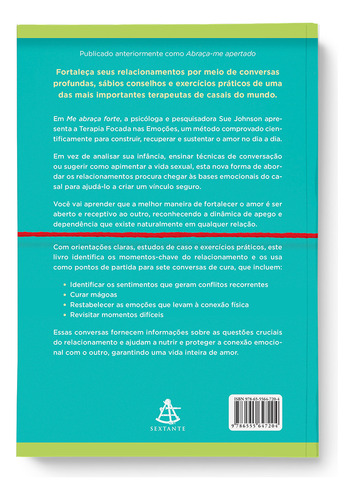 Me Abraça Forte: Como Usar A Terapia Focada Nas Emoções Para Resgatar, Manter Ou Aprofundar Seu Relacionamento, De Sue Johnson. Editora Sextante, Capa Mole Em Português