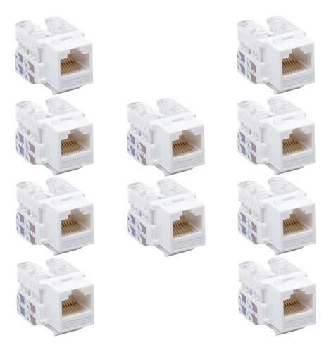 10 Jack Rj45 Cat6 Keystone Blanco Terminacion 110