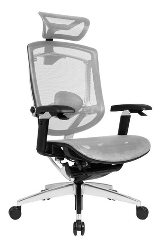 Cadeira Escritório Dt3 Office Iryna V2 Grey - 13625-7 Cor Cinza Material do estofamento Mesh