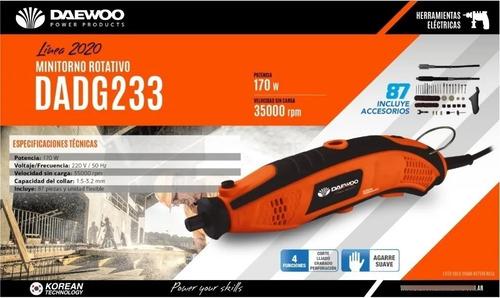 Imagen 4 de 10 de Mini Torno Minitorno 170w Daewoo Tripa Flexib 87 Acc Maletin