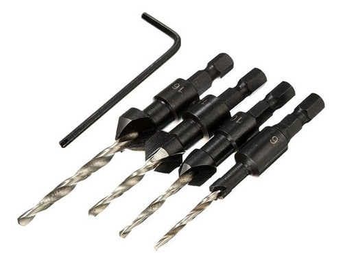 Kit Avellanadores Hex Carpintería Brocas #6 #8 #10 #12
