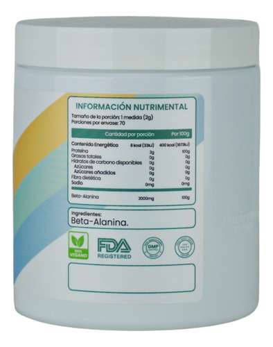Abrupt Beta Alanina En Polvo, Suplemento Sin Sabor