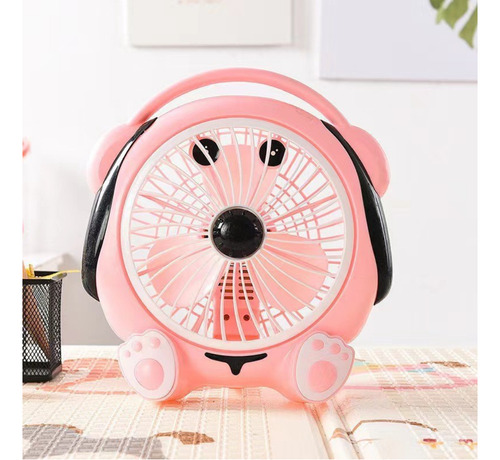 Ventilador De Escritorio Hgq Modelo Perro - Ideal Para Mesa 21.59 Cm Rosa Rosa Plástico 3