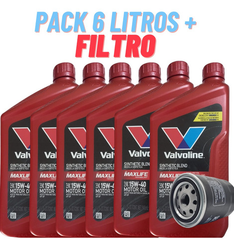 Aceite 15w40 Semi Sintetico Valvoline Pack 6lts + Filtro