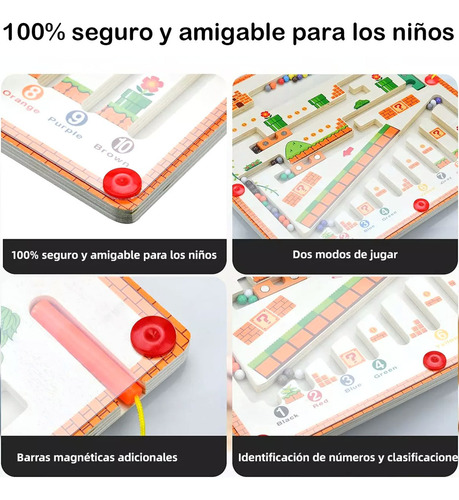 Laberinto En Números De Madera Juguetes Magnéticos Colores