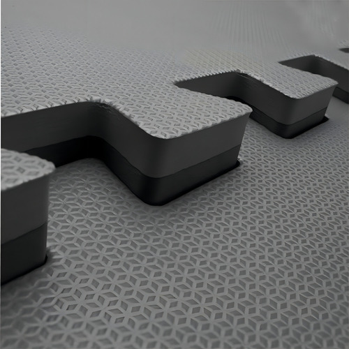 Kit 12 Tapetes Tatame 1x1 30mm Bicolor-preto/cinza