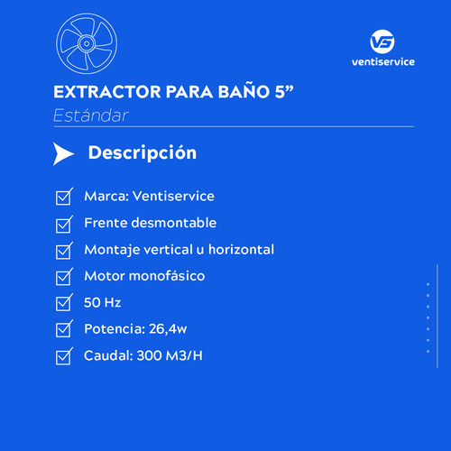 Extractor De Aire Para Baño Cocina Ø 5 '' I 12 Cm Nacional