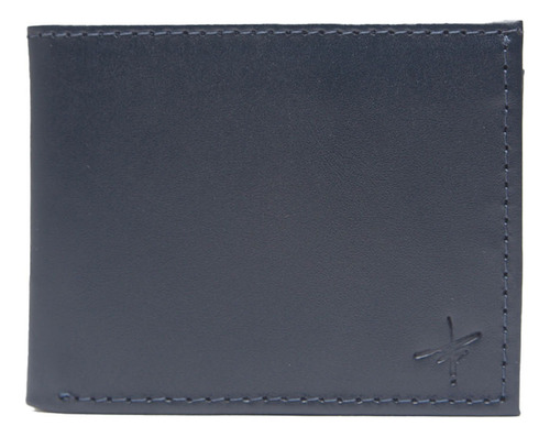 Cartera De Piel Para Caballero Mod. 24 Fabián Arenas Azul Oscuro Liso