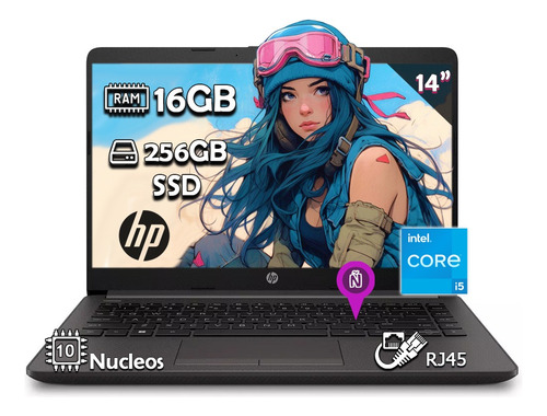 Laptop Hp 240 G9 I5-1235u 12va Gen 16gb Ram 256gb Ssd W11 Color Negro