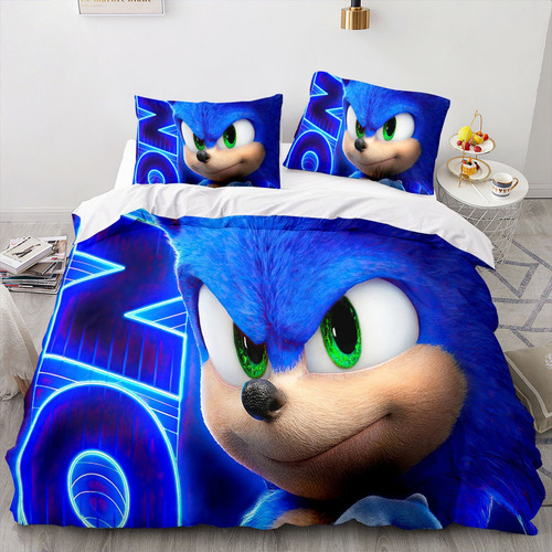 Juego De Funda Nórdica De 3 Piezas Juego De Cama Sonic Carto