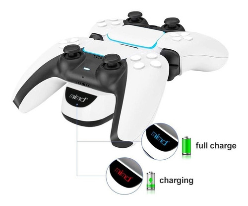 Imagen 7 de 10 de Base Doble Carga Rapida Joystick Ps5 Indicador Caga Led Usb