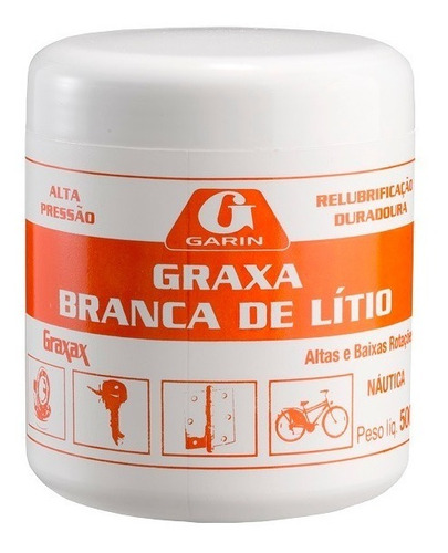 Graxa Branca De Lítio Náutica - Graxax - Pote 500g - Garin