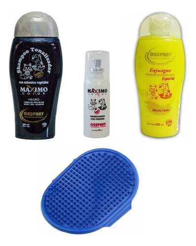 Kit Osspret Perros Negros: Shampoo, Crema, Perfume, Rasqueta