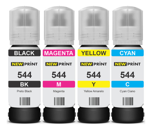 Kit 4 Tinta 544 Para Uso Epson L3150 L3250 L3210 L3110