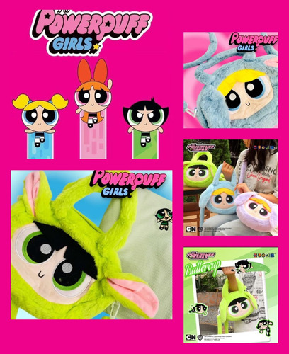 Bolsa Afelpada Peluche Bellota Chicas Superpoderosas Niña Verde Lima Bellota Superpoderosa Girls Verde