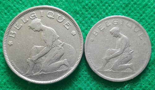 2 Monedas De 1 Y 2 Francos De Belgica, Excelente Estado 