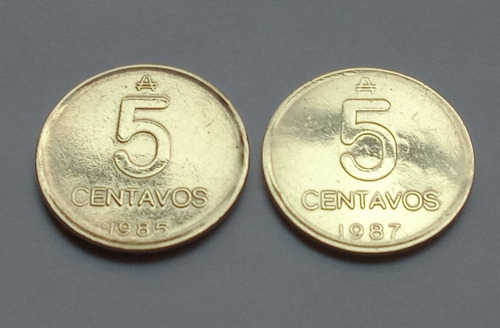 Monedas 5 Centavos De Austral - 2 Uds. 1985 - 1987