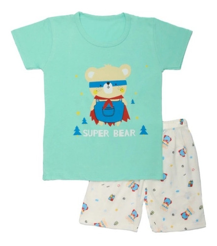 Pijama Infantil Super Bear Niño Pimenton Corto Verano