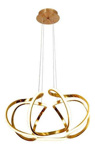 Lustre Pendente Led 50w Design Moderno Luz 3000k Bivolt Cor Dourado