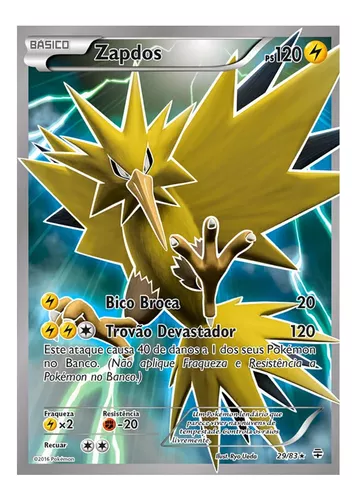 Carta Pokémon Lendário Zapdos Brilho Reverso Original Pt