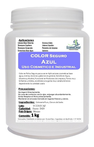 Colorante Azul Polvo Uso Seguro Cosmetico E Industrial 2 Kg