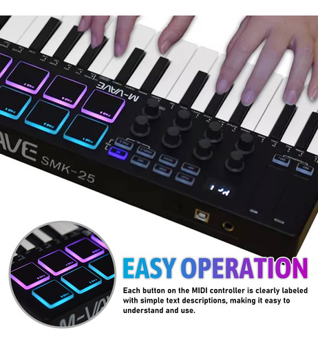 Teclado Usb Portátil M-vave De 25 Teclas Con Control Midi