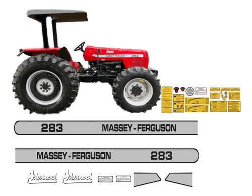 Kit Adesivo Trator Massey Ferguson Mf 283 + Etiqueta Mk Cor ADESIVO MASSEY FERGUSON 283