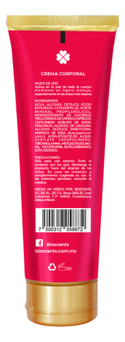 Crema Corporal Bioscents Frambuesa Pleasures 220 Ml Fragancia Frutal Tipo de envase tube depresible
