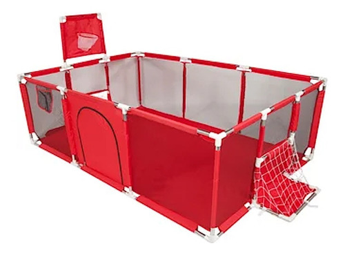 Imagen 5 de 8 de Corral Seguridad Bebes Con Aro De Basket 180cm Rojo