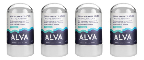 Kit 4 Desodorante Stick Cristal Sensitive Natural Alva 60g