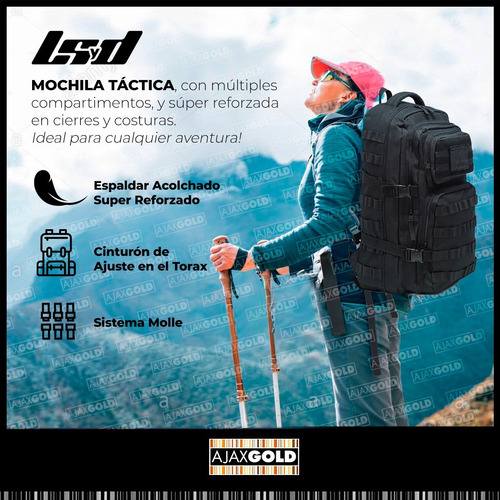 Imagen 5 de 7 de Mochila Tactica Asalto Camping Acolchonada Urbana Militar