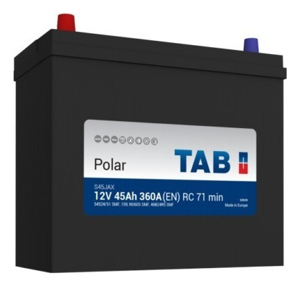 Batería Tab Automotriz 12v 45a 400cca S45jax Libre Mant