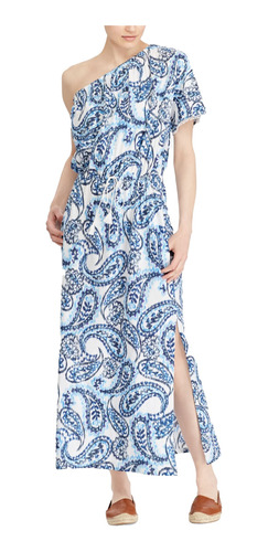 Vestido Un Hombro Paisley Marca Lauren Ralph Lauren  L Y M