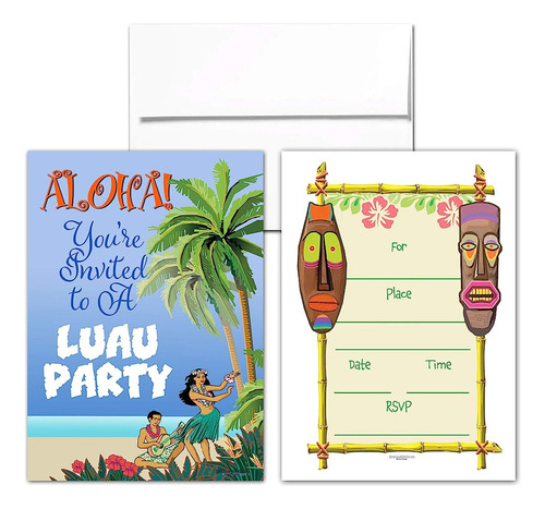 Stonehouse Collection Luau Party Invitations - Tiki - 25 Haw