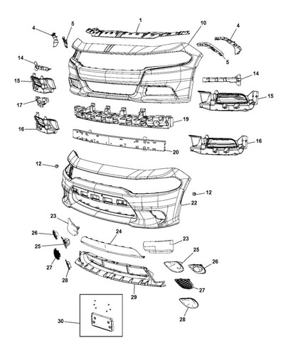 Imagen 3 de 5 de Soporte Parachoque Delantero Izq Mopar Charger 2015-2019