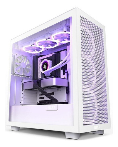 Gabinete Gamer Nzxt H7 Flow Branco Vidro Temperado Mid Tower