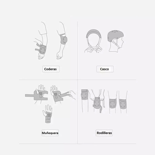 Kit Casco Protección Niños Rodilleras+muñequeras+coderas