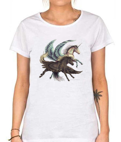 Remera De Mujer Caballos Pareja Pegaso Mitologia Griega