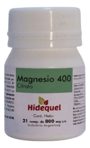 8 Frascos De Citrato De Magnesio 400 Hidequel X 21 Comp.