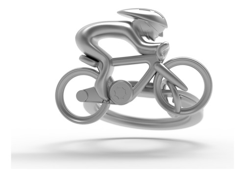 Llavero Plateado Con Diseño De Ciclista